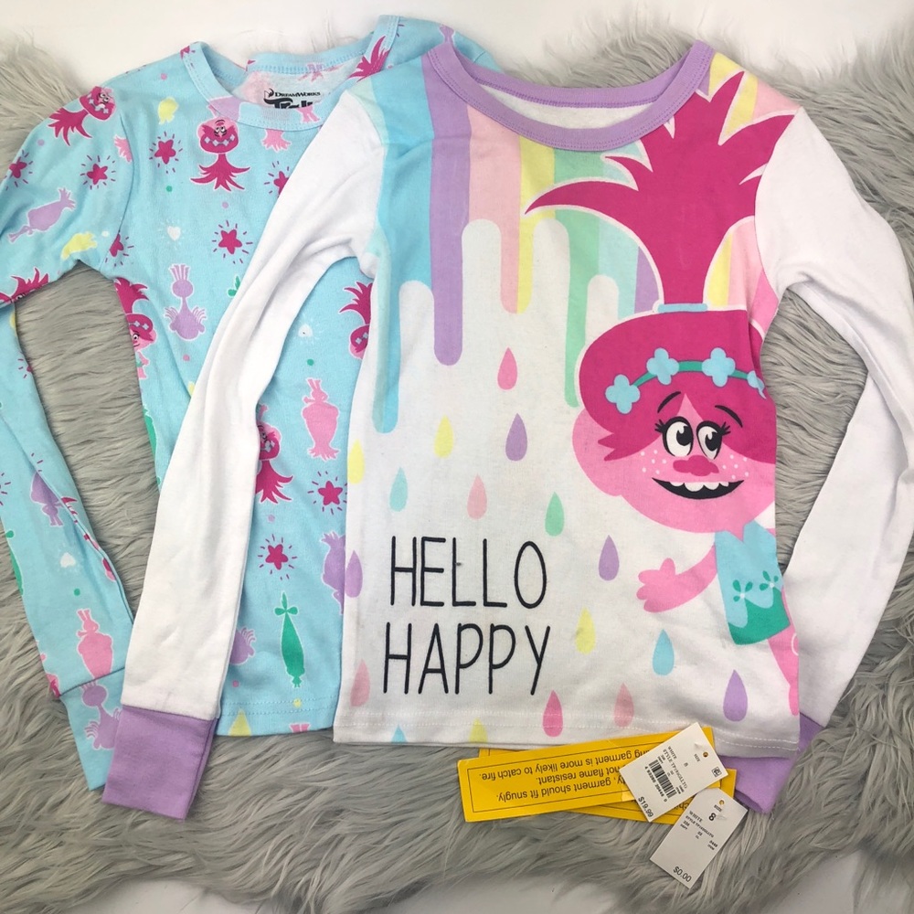 Dreamworks Trolls long sleeve pajama tops size 8 girl